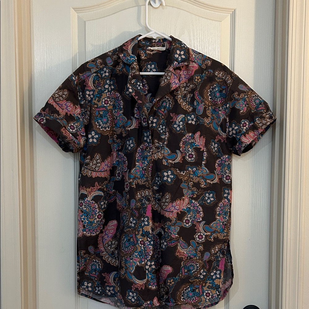 Floral Patterned Brown Shirt